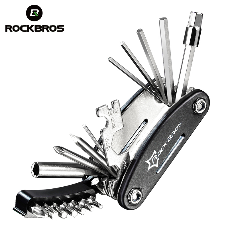 Набор инструментов ROCKBROS для велосипеда, комплект инструментов 16 в 1, шестигранный ключ для горных спиц, отвертка, набор инструментов для ремонта