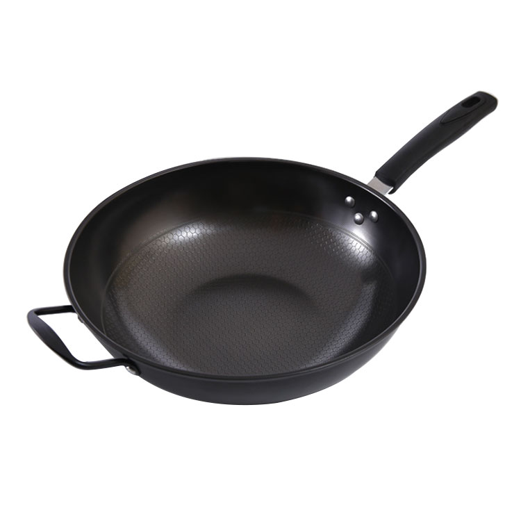 Home Cookware Non Stick Iron Honeycomb Wok Fry Pan for Gas Induction