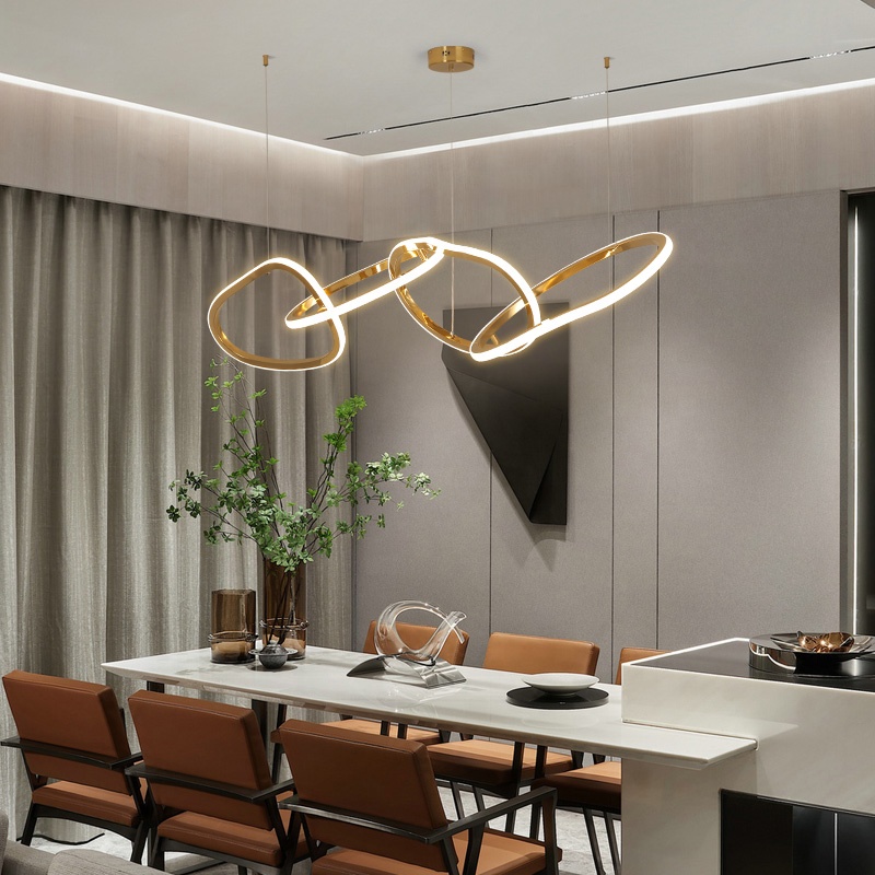 Modern Design Dining Table Pendant Light Custom Irregular Ring Kitchen Island Dinning Area Chandelier Lamp