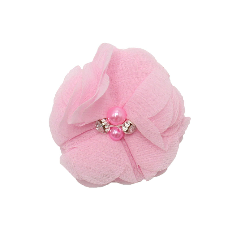 Fashion Wholesale Solid Color Elastic Band Chiffon Fabric Pearl Hair Accessories Hair Bands Custom Logo Hair Ties