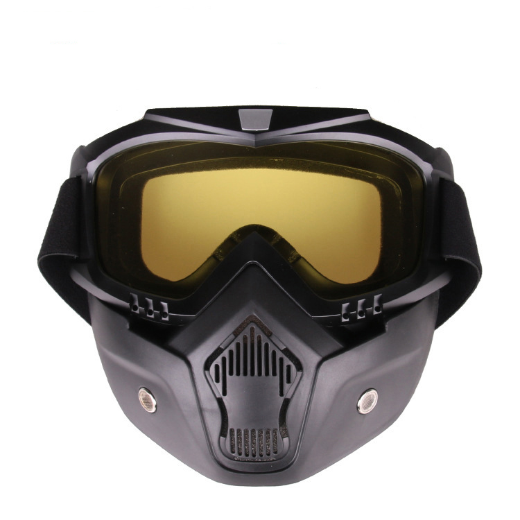 Anti fog Motorcycle Helmet Riding Goggles Glasses With Removable Face Mask Detachable Fog-proof Warm Goggles Mouth Filter