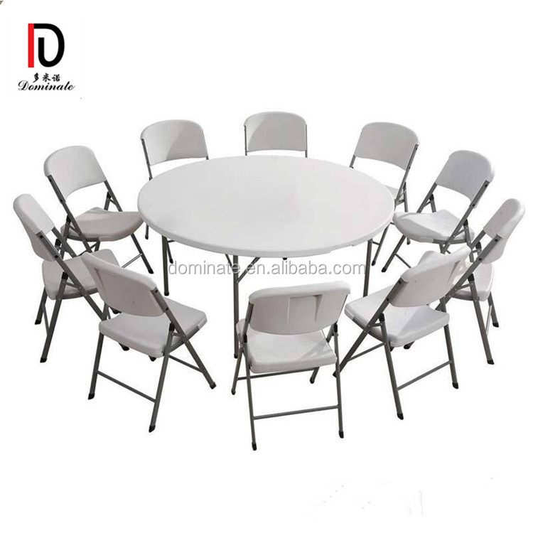 China Supplier Iron Frame Round Shape Wedding Folding Table For Banquet
