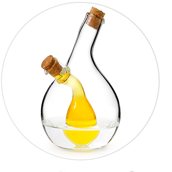HOT! 2-in-1 Novel Design Kitchen Helper Glass Oil bottle glass vinegar pot sauce boat with food grade cork lid Anti-drip spout