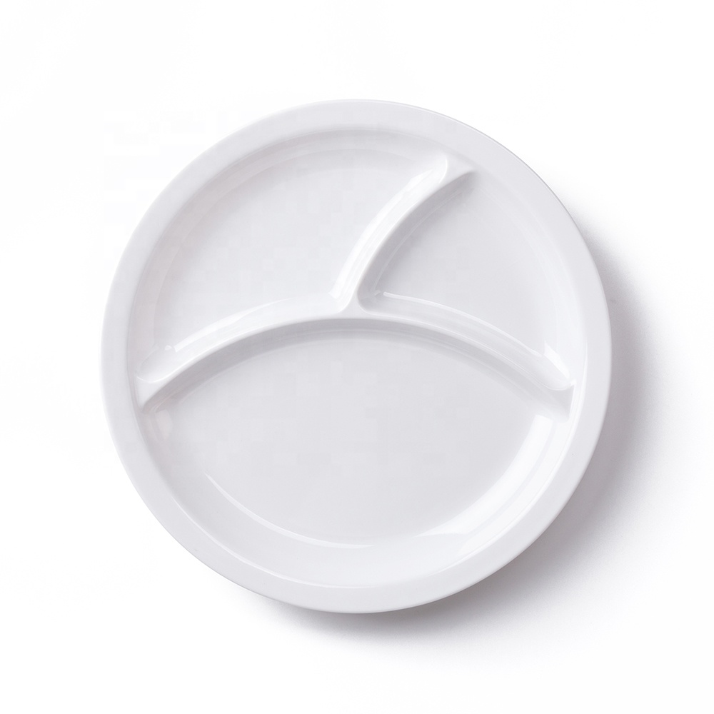 Factory Direct Wholesale Deepen Rounder Melamine Plastic Baby 3 Divided Party Food Lunch Plates