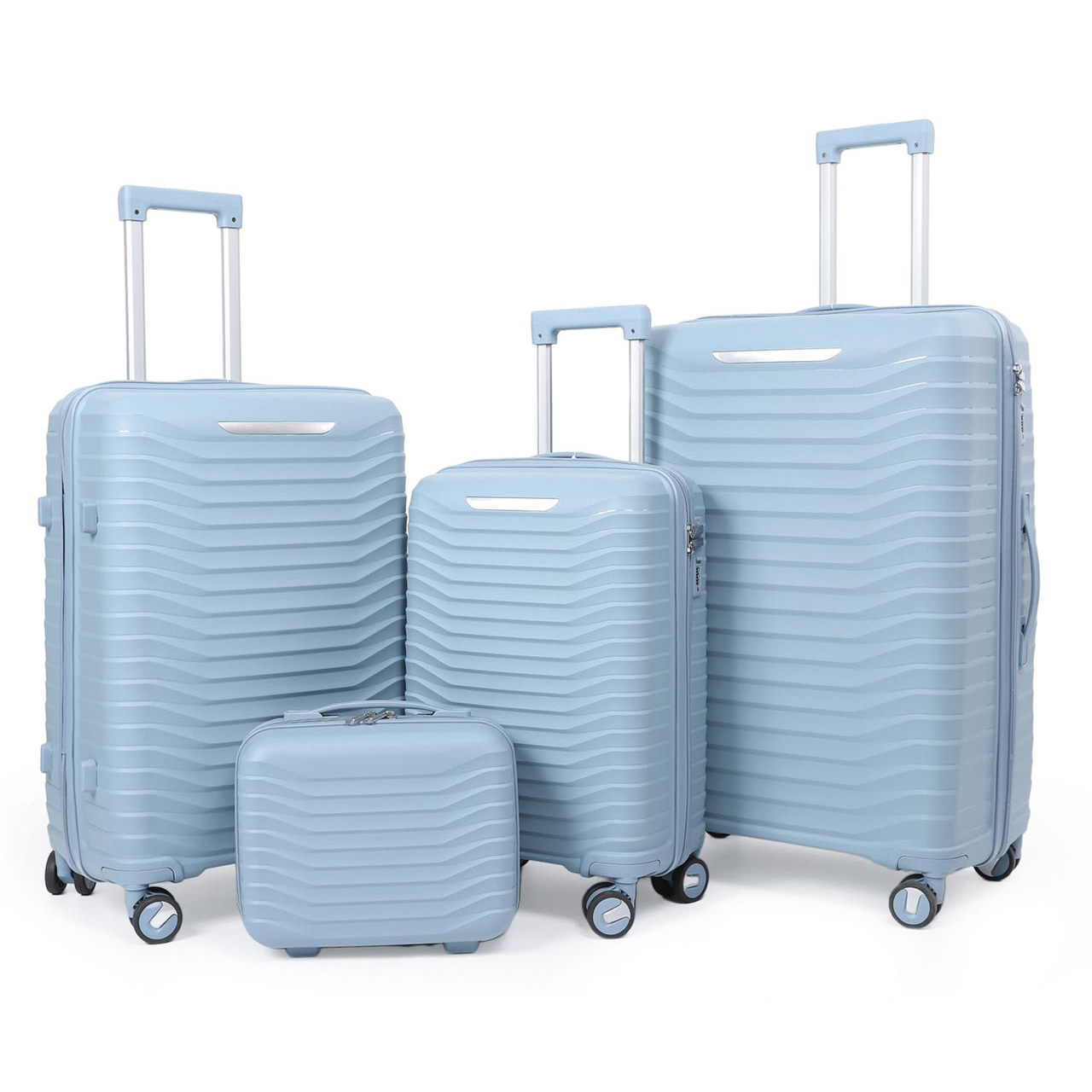 Custom unisex air express leather travelling luxury suitcase luggage 4 set of travel bags