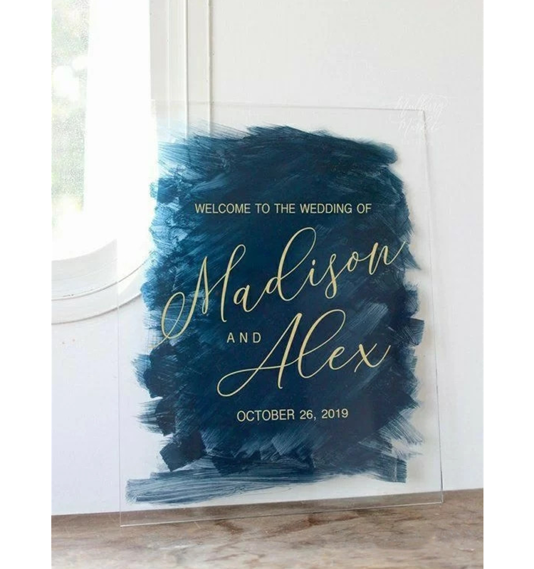 Custom Personalized color WeddingParty Happy Welcome Sign Background Acrylic Board Welcome Sign Wedding Decoration For Display