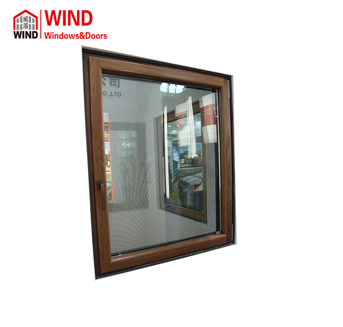 Bullet proof Triple laminated glass aluminium wood frame casement tilt and turn window China supplier