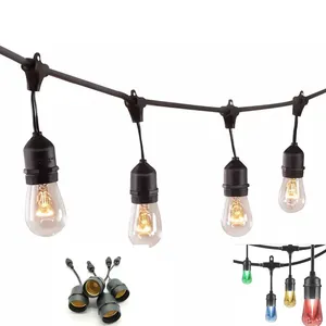 IP65 Lamp Holders Commercial Grade Wire Cable E27 Festoon 5 Meters without Bulbs 5m Black and White Screw Plastic