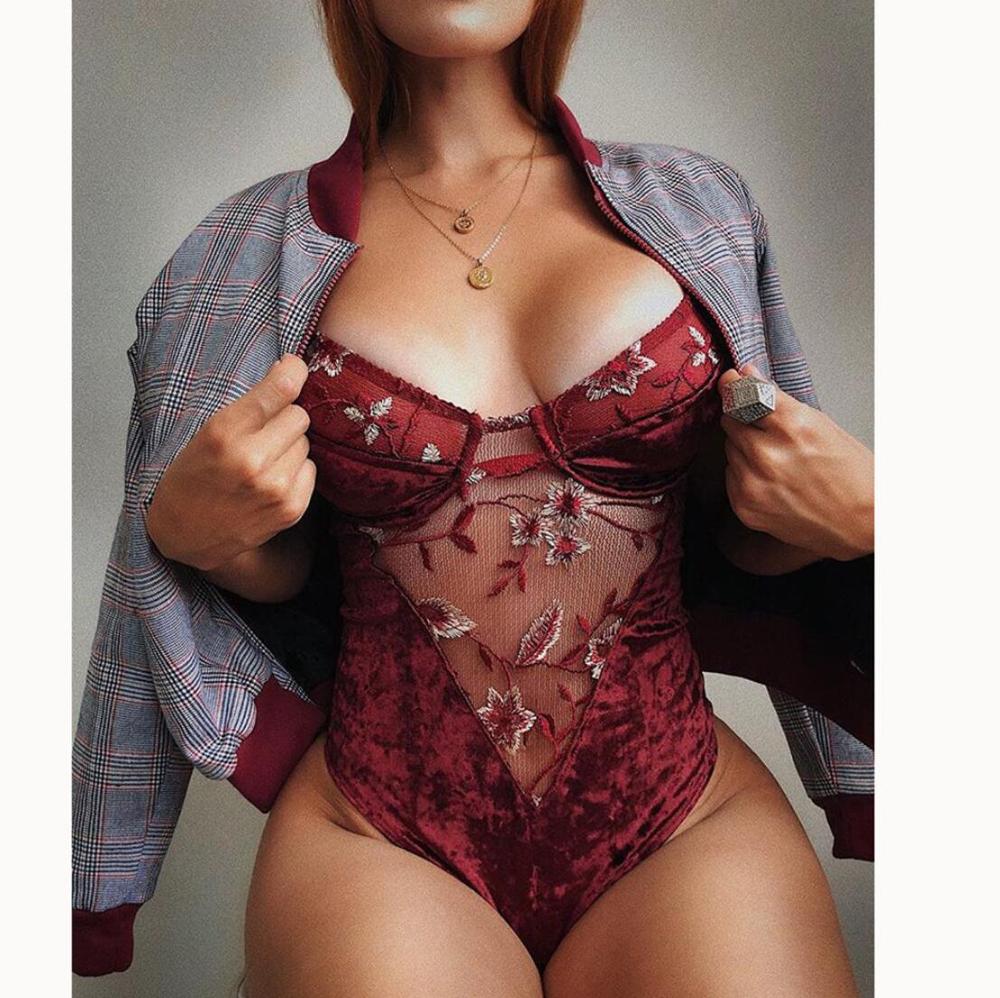 KM8587 Hot Sale quality boutique girls mesh embroidery classical women embroidered lace bodysuit sexy lingeries