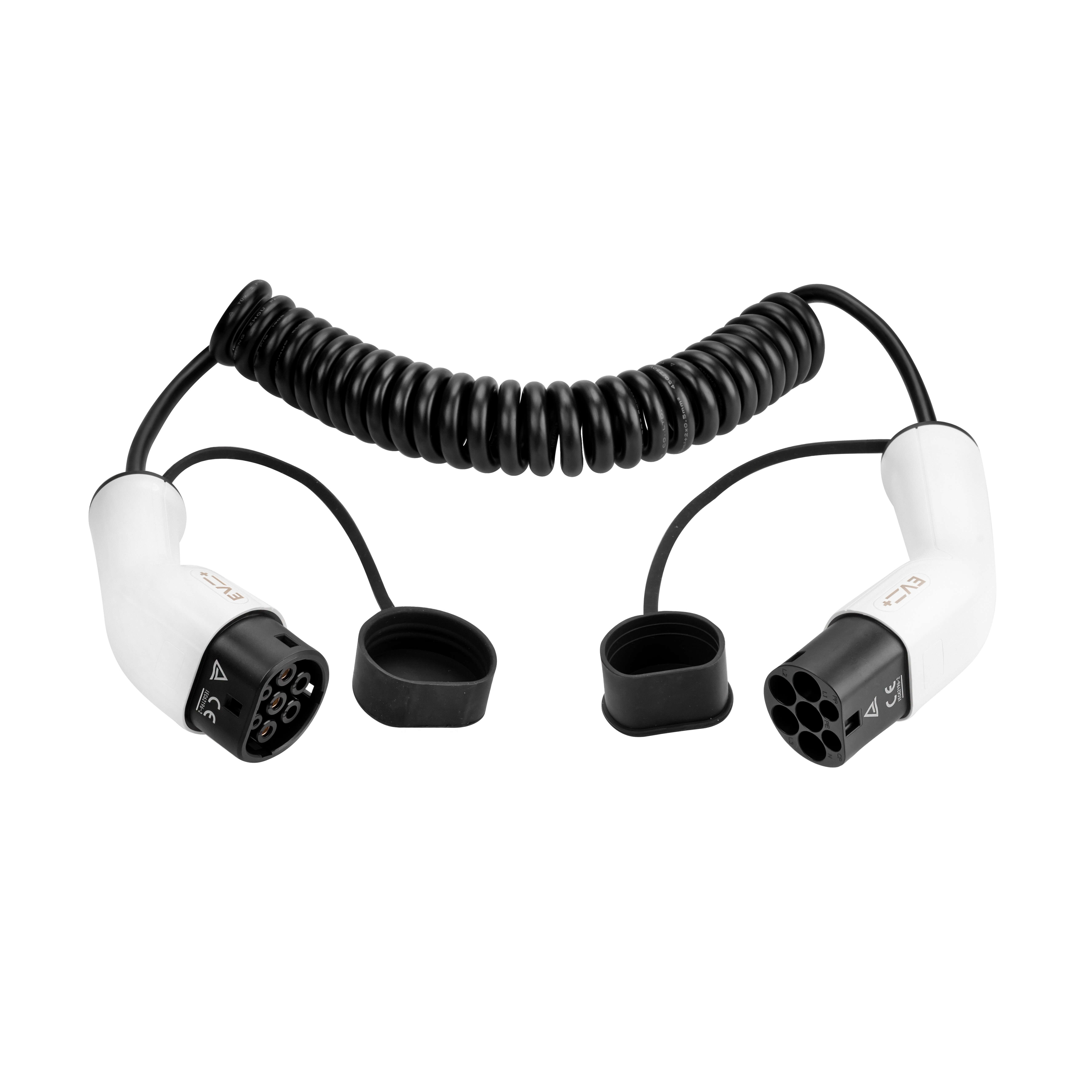 EV charging cable Type 2 to Type 2 Spiral 16A 3 Phase