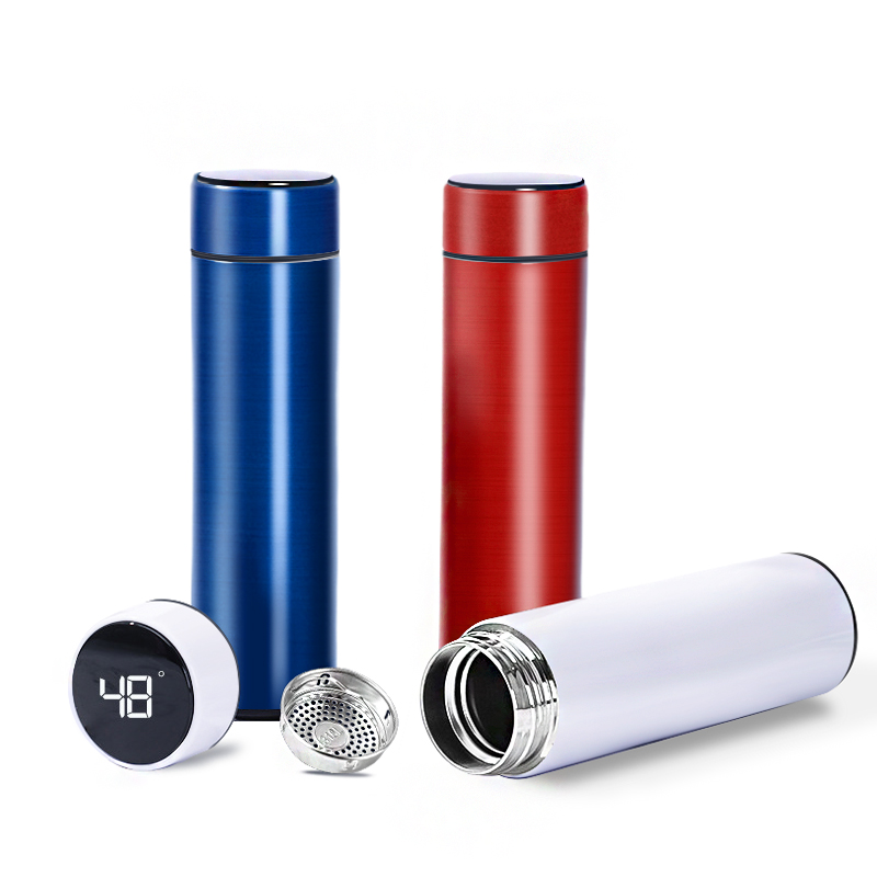 Stainless Steel Double Wall Insulated 500ml Tea Infuser Bottle LED Thermal Cup Digital Temperature Display Smart Water Bottle