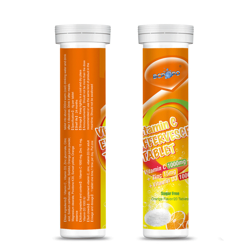 OEM Private label Immune Booster Supplements Vitamin C 1000mg Zinc 15mg and Vitamin d3 1000iu Effervescent Tablet