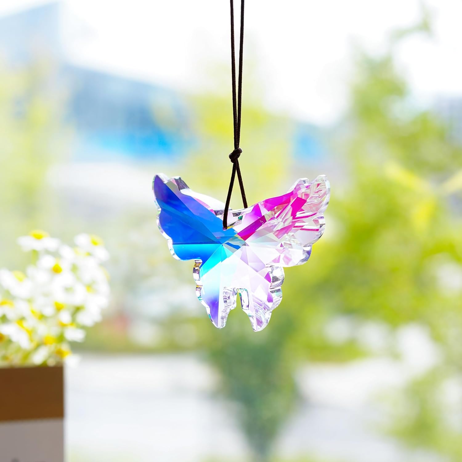 Crystal Hanging Prism Suncatcher, AB Prism Hanging for Window Garden Home Christmas Decor(butterfly, dolphin, guardian angel)