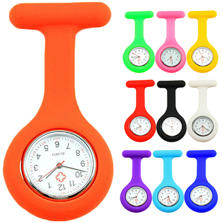 Multi Colors Stock Soft Silicone Nurse Watch For Hospital Nurse Pin Watch with Durable Movement Breast Watch for Nurse