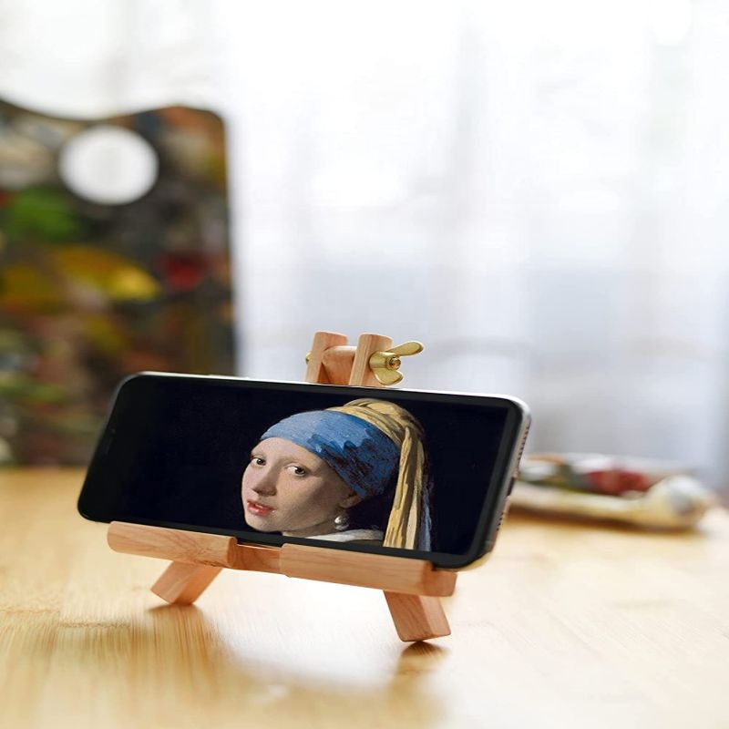 Handmade wooden easel phone holder-tablet computer stand: canvas style is suitable for all kinds of Android phones. Tablets are