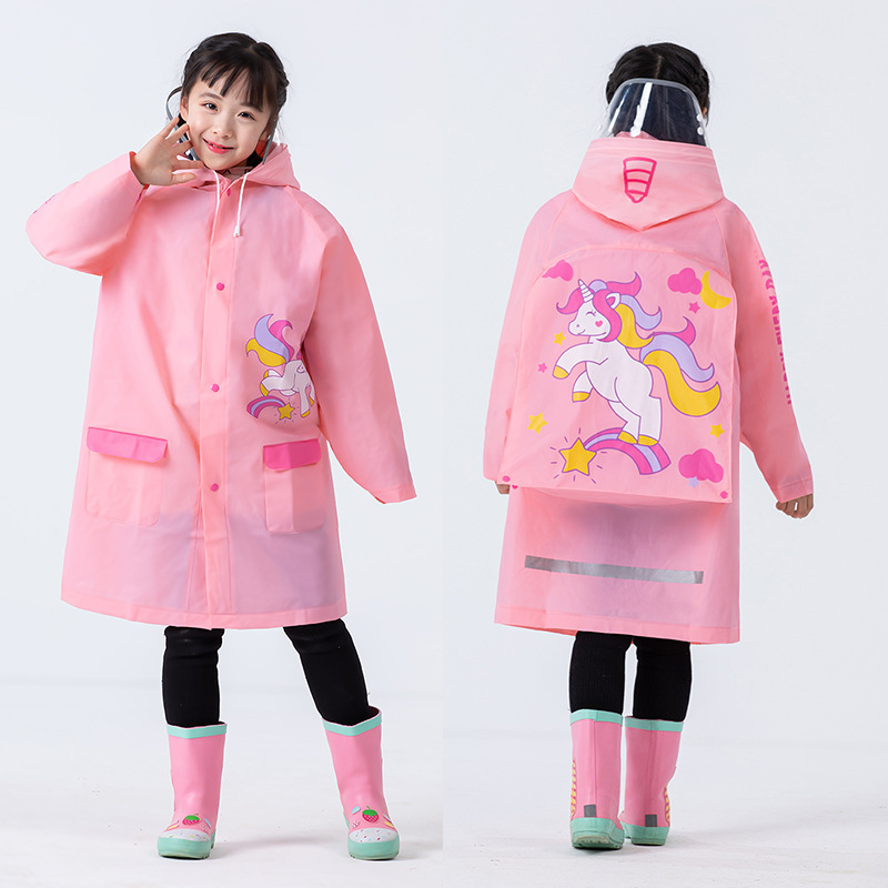 Sunday Factory Kids Raincoat Poncho Waterproof PVC And Plastic Rainwear With Print For Boys And Girls For Outdoor Use