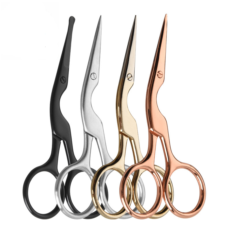 Spot gold rose black stainless steel round eyebrows beard nose scissors stork scissors makeup scissors