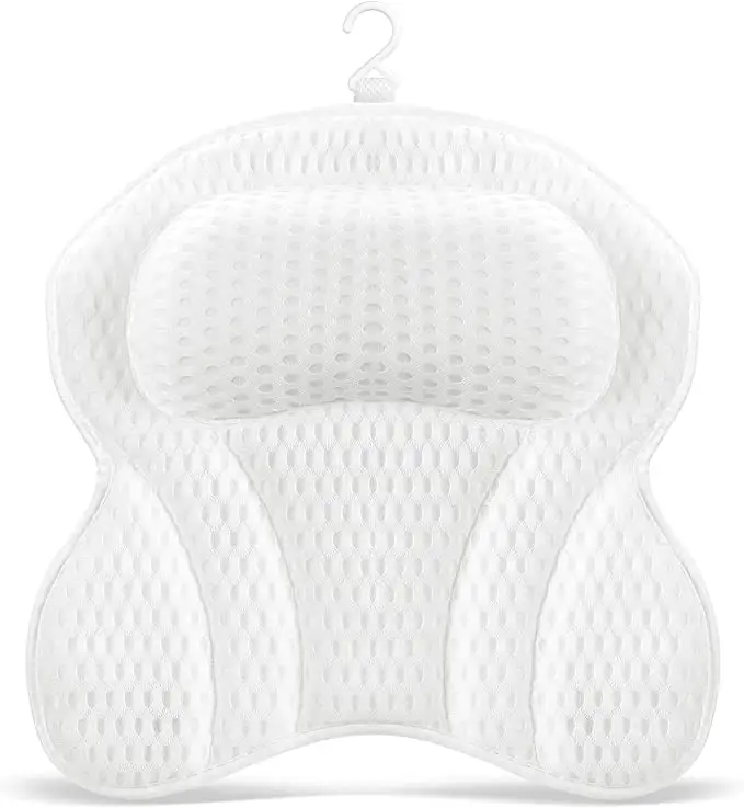4D mesh bath pillow with suction cup for bathroom bath pillow for tub