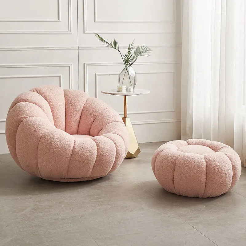 2022 Lazy Couch Lamb Plush White Pumpkin Lounge Chair Tatami Light Luxury Bedroom Small Sofa