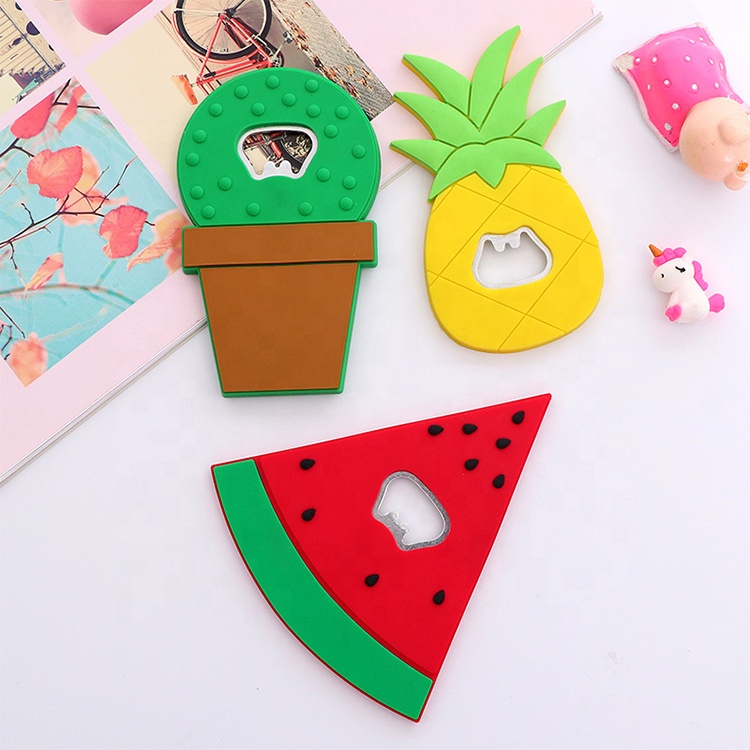 Custom Brand Name Logo Soft PVC Souvenir Promotion Silicone Bottle Opener 3D Fridge Magnet