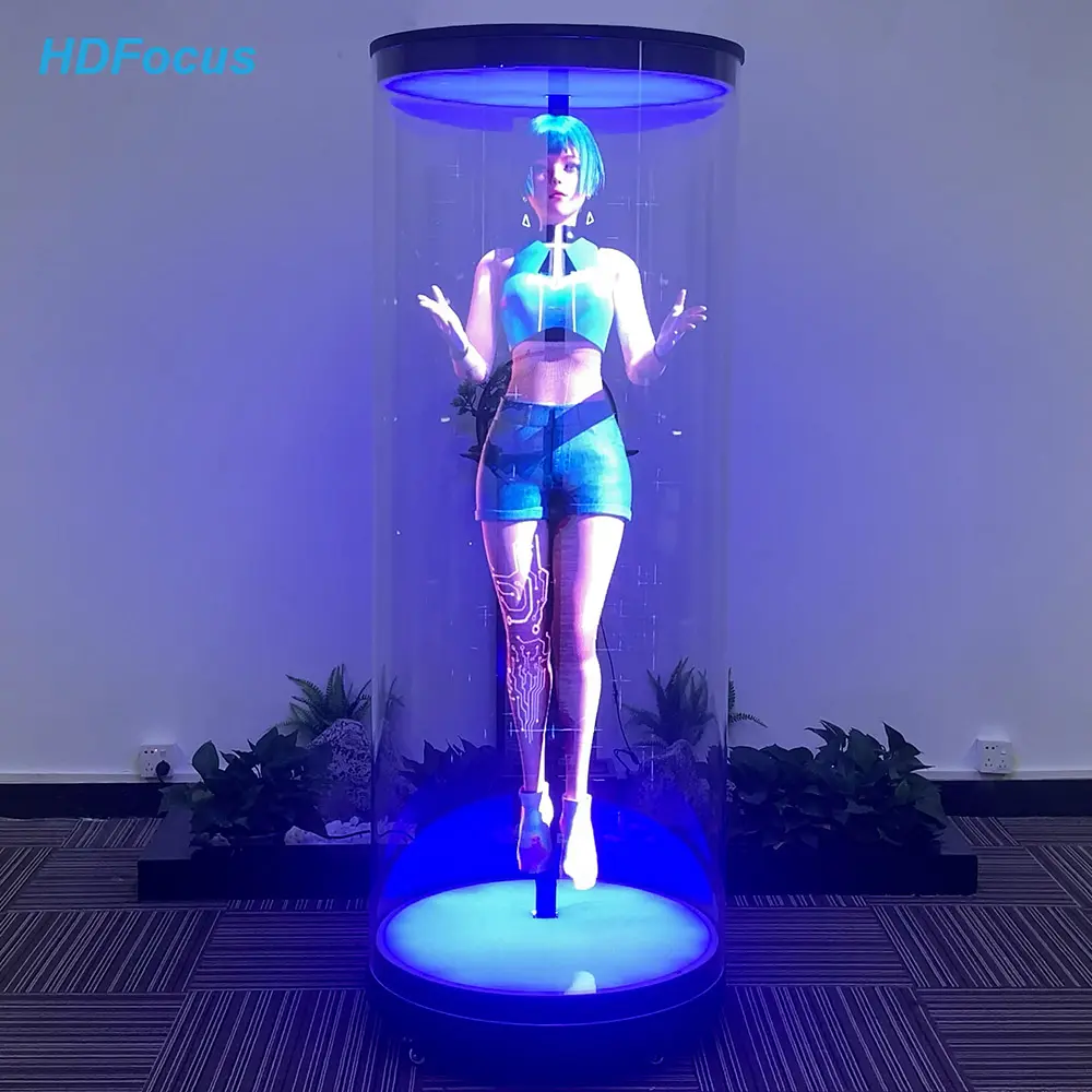 1X3 Hologram Fan 3D Holographic Projector Cylindrical Human Splicing Solution Holographic 3D Fan 3D Hologram Led Fan Projector