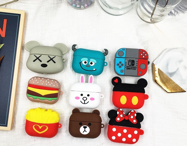 Cartoon For Airpods Pro Cute Case For Airpod Pro With Keychain Anti-Lost Cartoon Silicone Case For AirPods 3