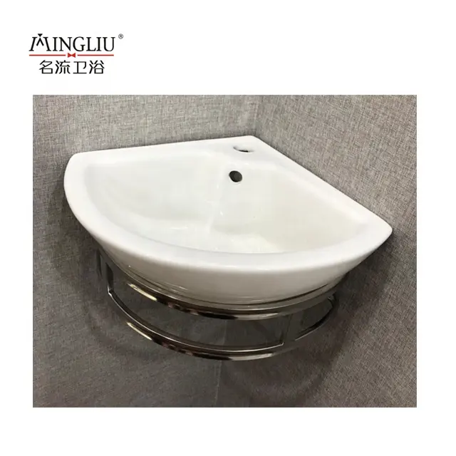 Small wall hung ceramic hand corner wash basin