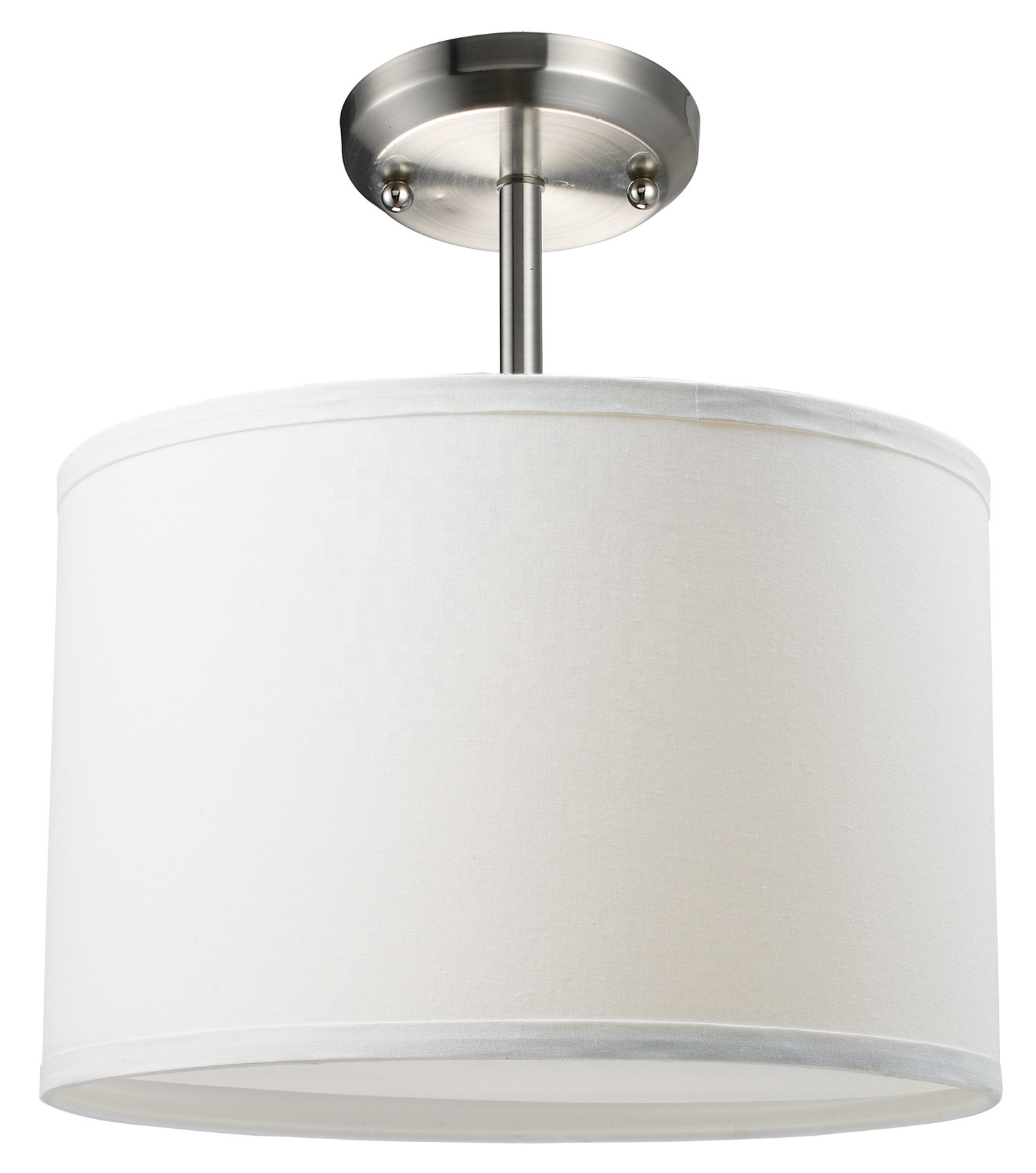 UL CUL Listed Brushed Nickel E26 Ceiling Lamp With Round Fabric Shade C40622