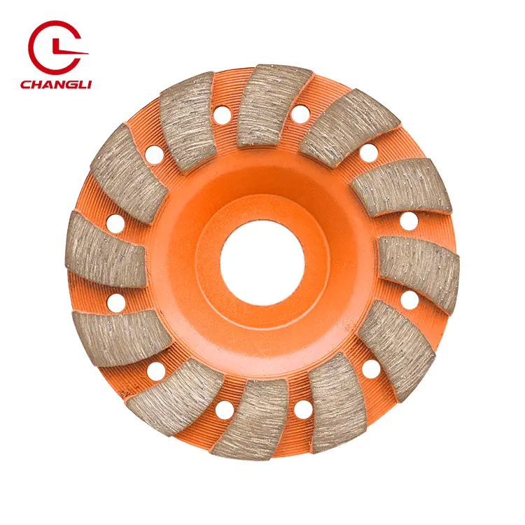 Stone Grinding Wheel Changli Orange 90mm 1.9mm Segment Thickness 8mm Segment Highness 20mm Inner Hole Concrete Cup Wheel