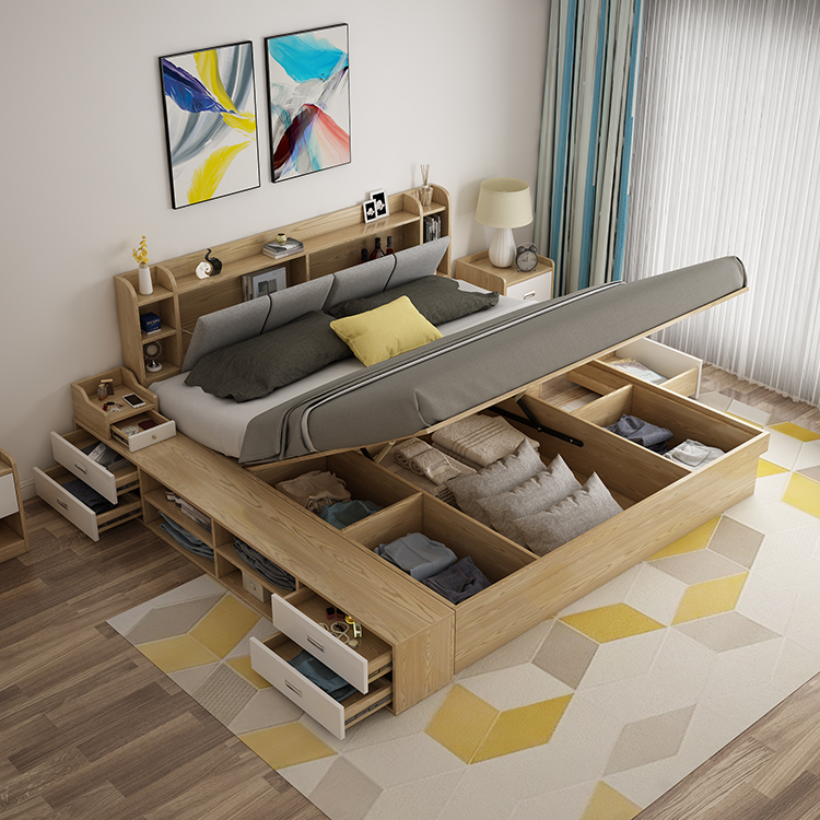 Многофункциональная спальня Nordic Modern Gas Lift High Box Storage Twin Size Bed