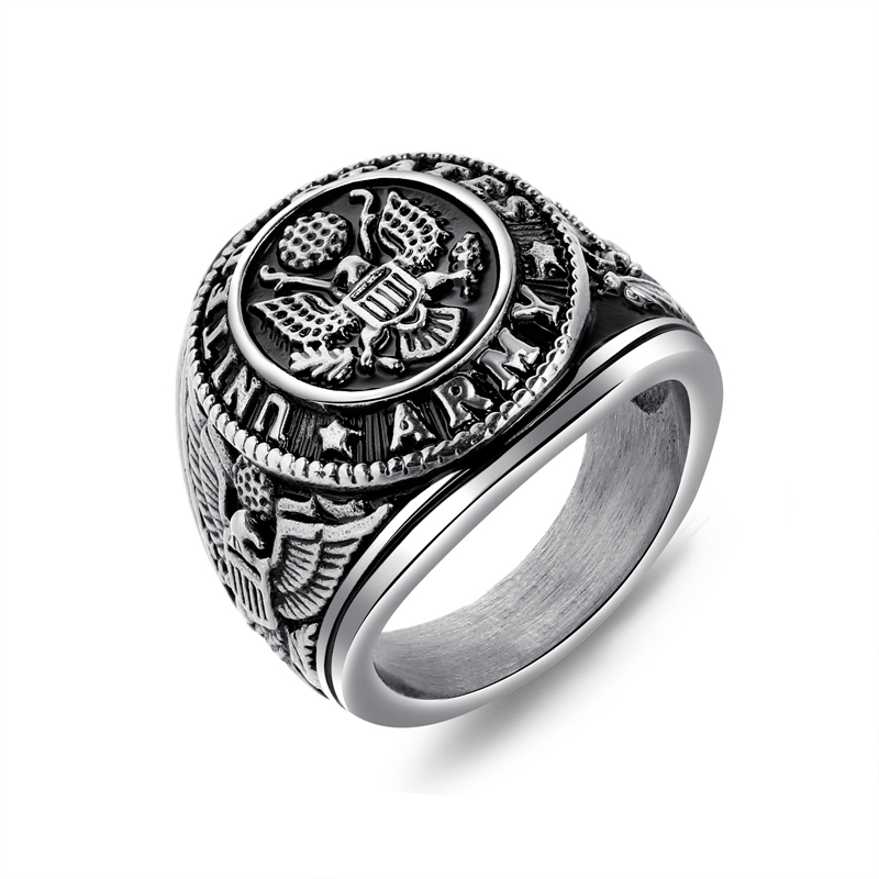 Hot selling domineering punk style engraved animal pattern letter titanium steel stainless steel ring for men