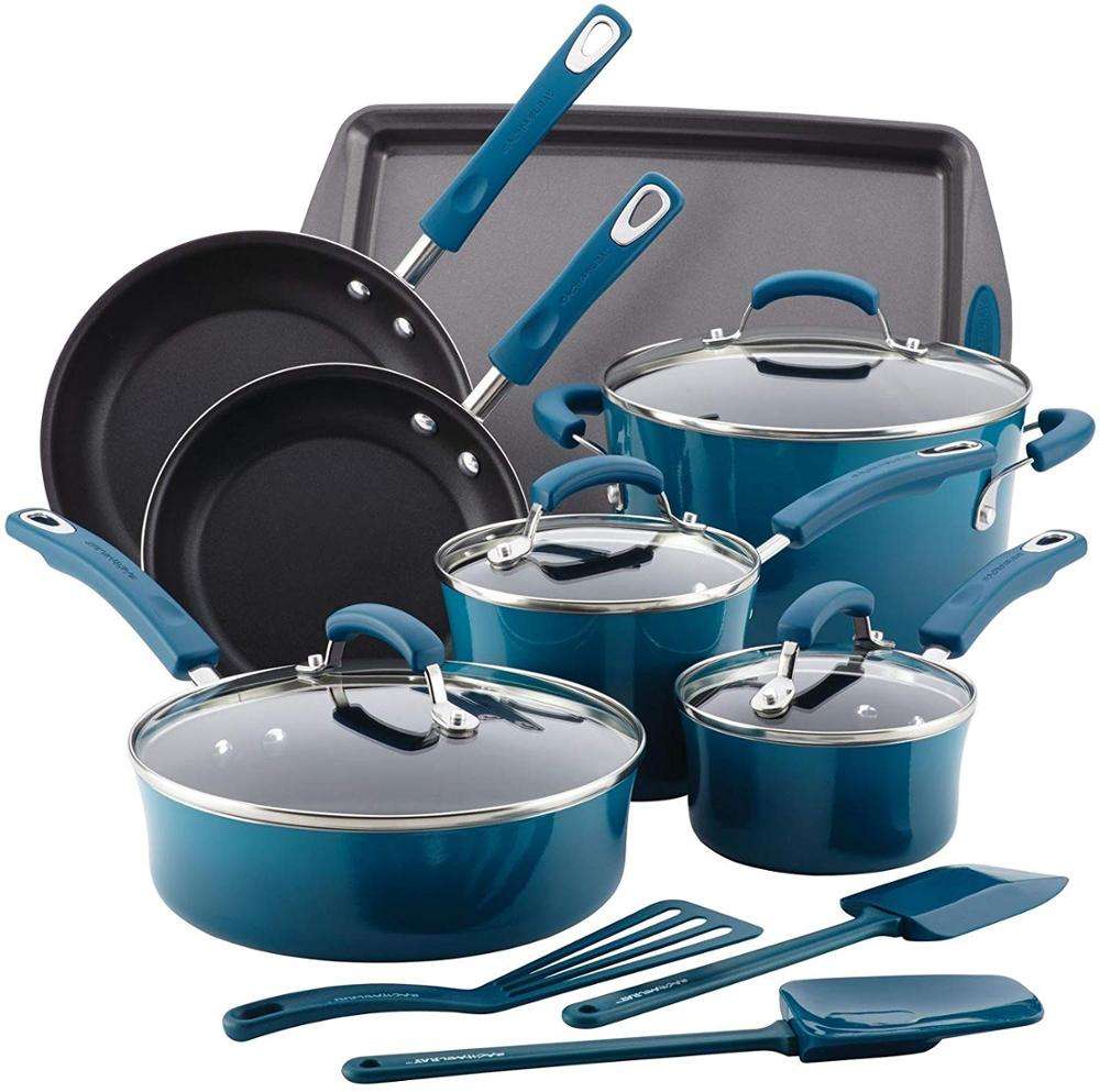 2023 Oem 14 Pieces Cheap Price Die Cast Casserole Forged Big Aluminium Kitchen Nonstick Pan Cookware Sets