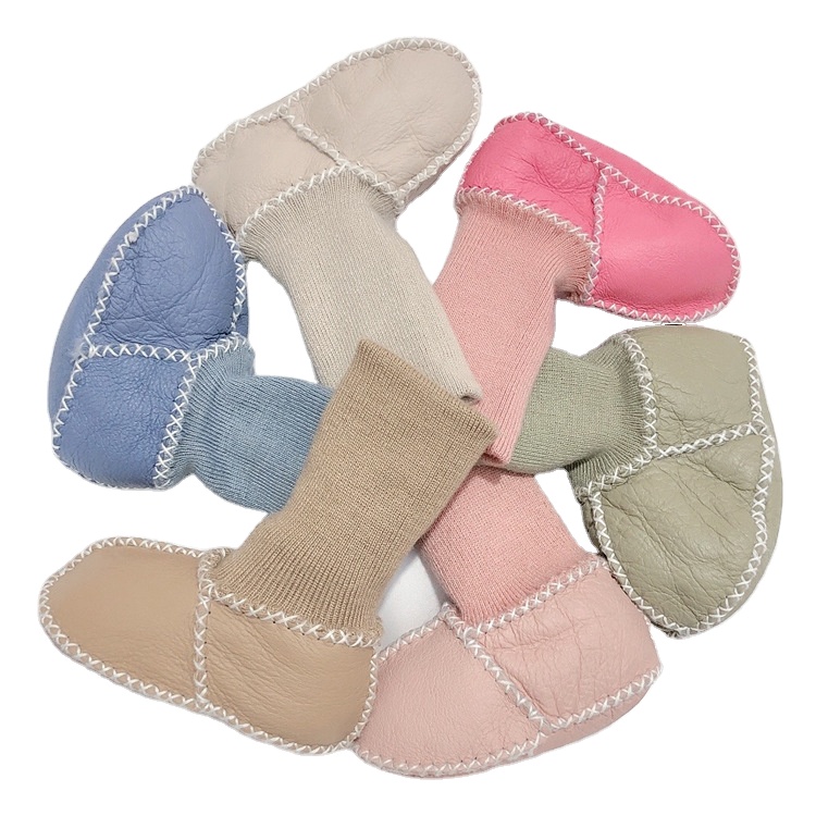 Newborn First Booties Genuine lamb boots comfortable fur baby shoes soft sole Cheap Price Sheepskin Boots
