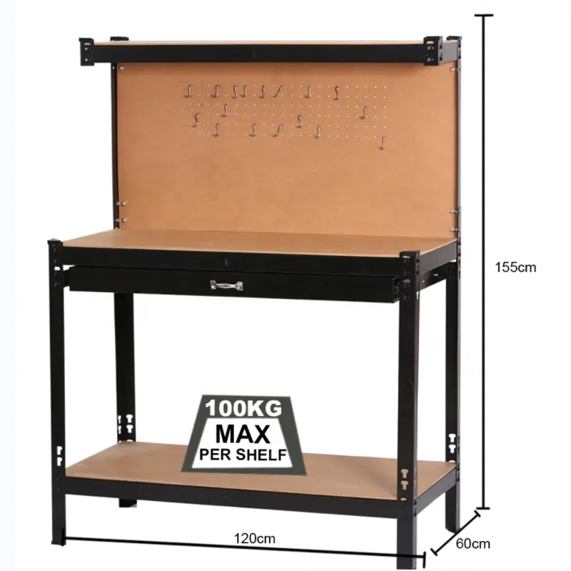 KINDE Storage  carpentry workbench with Drawer garage metal workbench portable workbench with pegboard