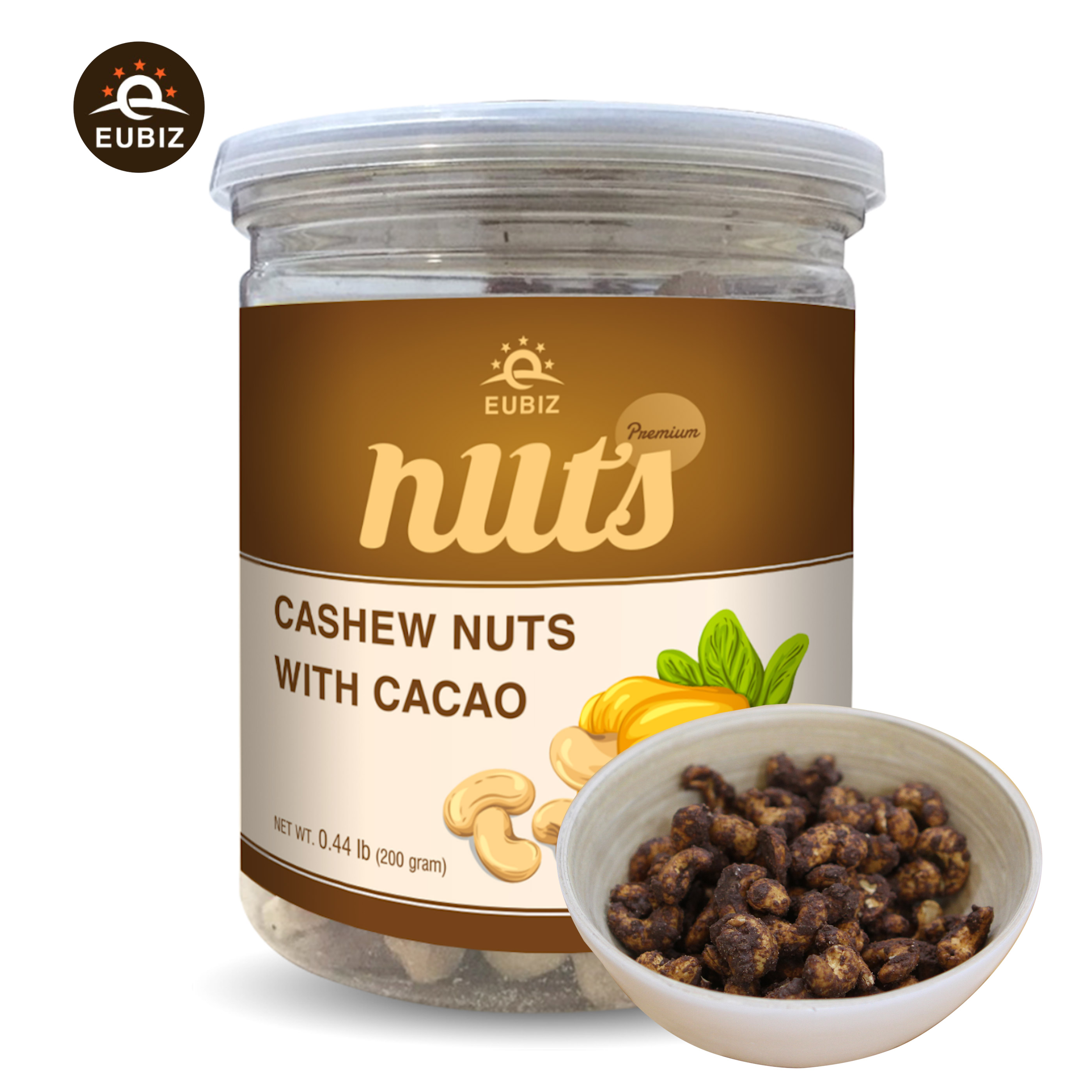 EUBIZ Cashew nuts Flavor Cocoa ( Cacao ) - Cashew Nuts For Sale - Box (Plastic) 200g (7.0 Oz) - agriculture in VietNam