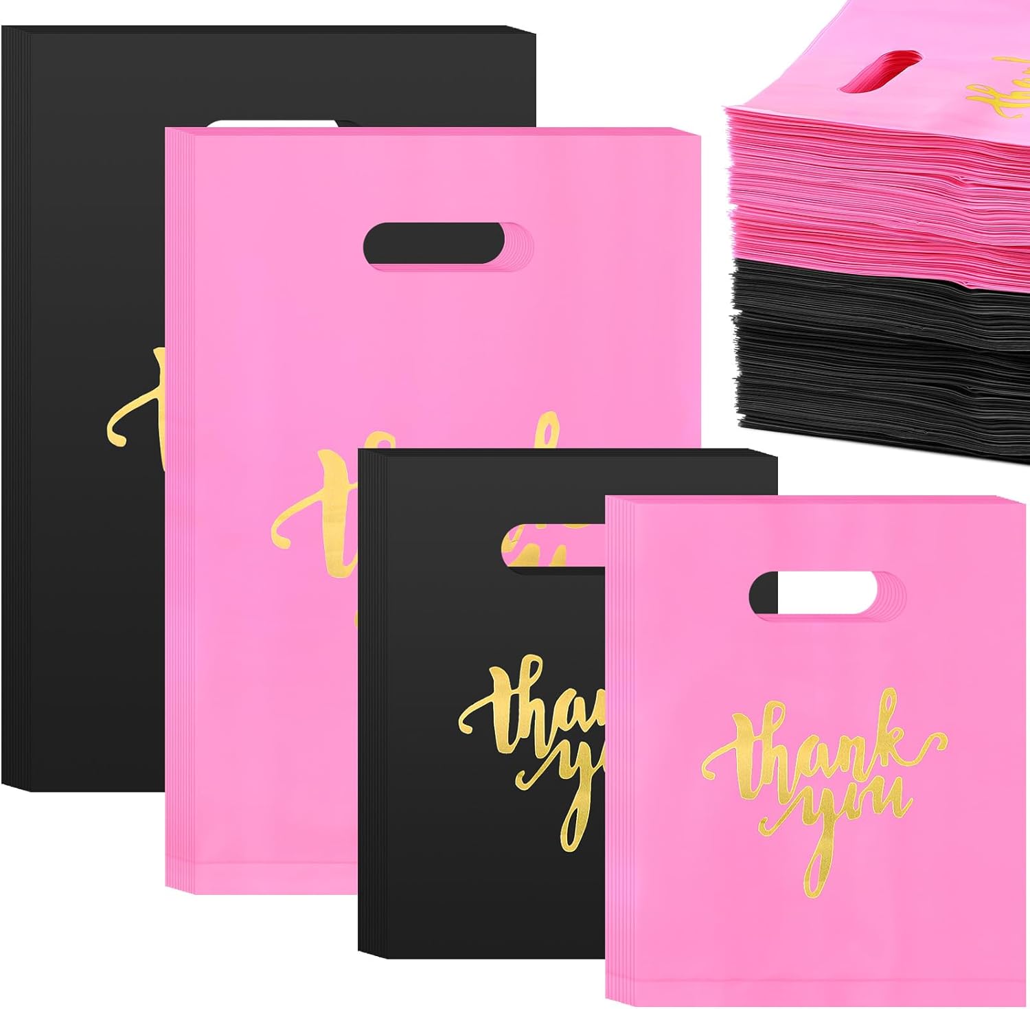 Plastic Bags for Business Small Merchandise Shopping Bags Retail Die Cut Handle Bags