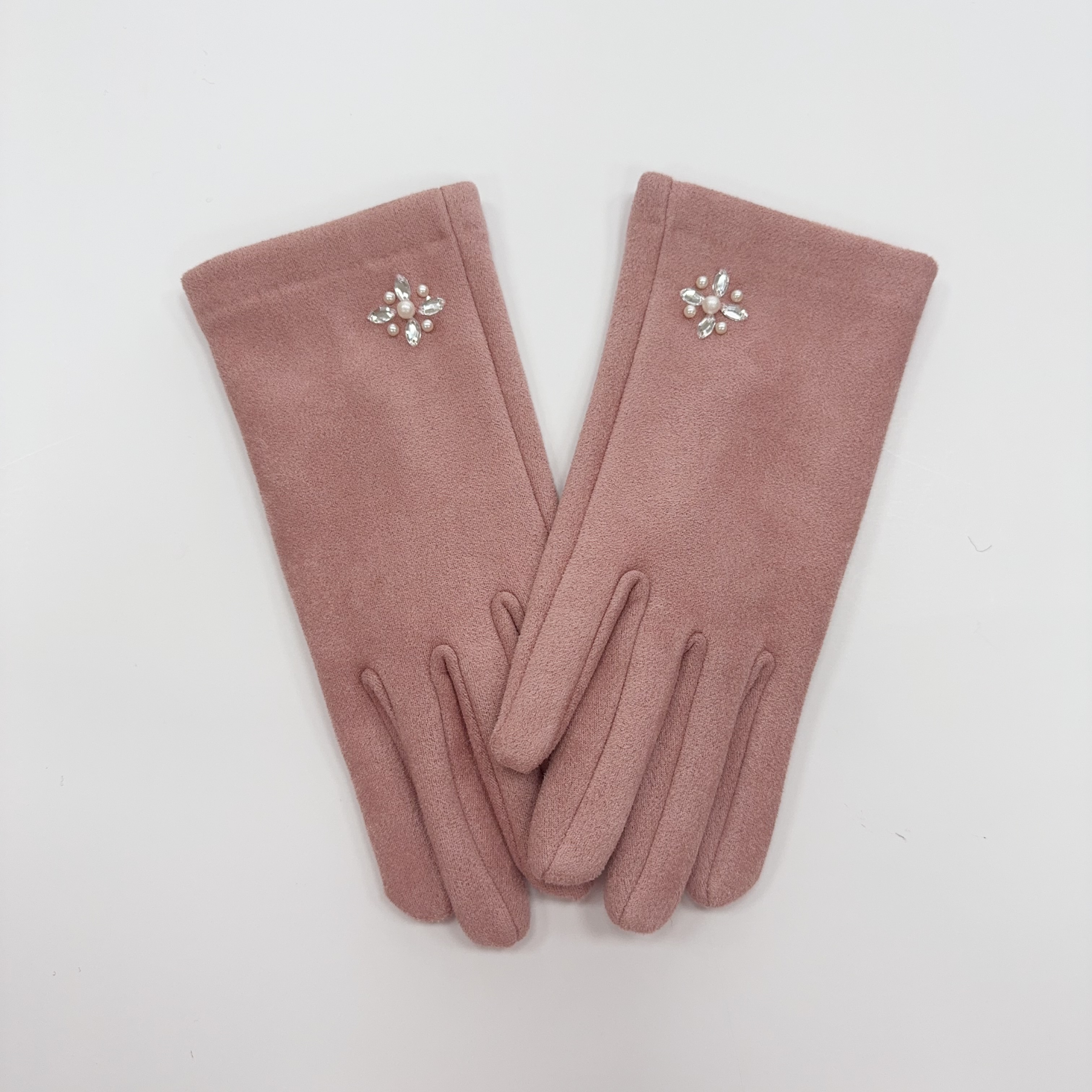 Women Sew Gloves With Pearl Decorations on the Wrist, Which Are Fashionable and Beautiful. the Gloves Have Velvet Inside