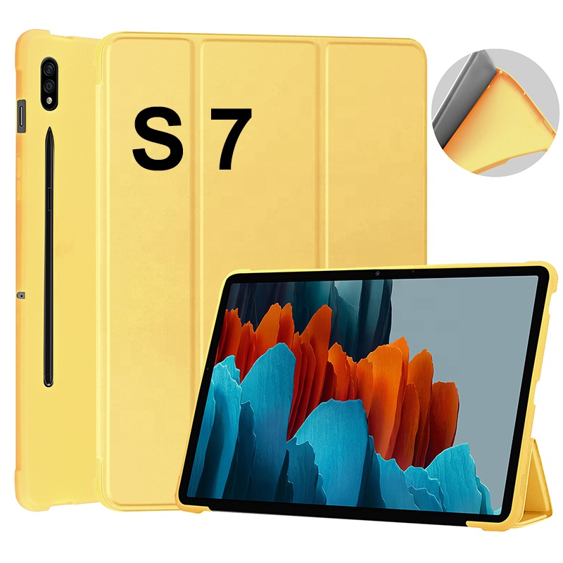 Тонкий ударопрочный ТПУ смарт-чехол тройного сложения для планшета samsung galaxy tab s7