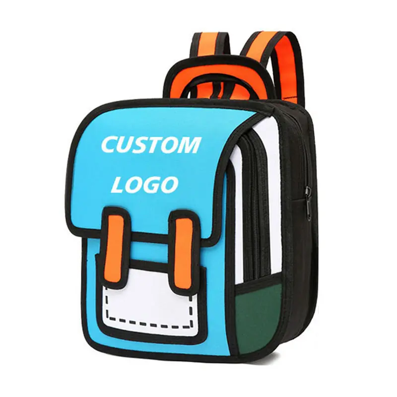 Hot sale fashion cartoon 2D backpack baby kids cute book bag custom logo small schoolbag boys girls school bag