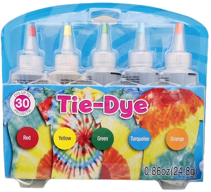 Kids DIY Arts and Crafts Tie Dye DIY Kit 5 Colors Shirt Fabric Tie Dye Supplies with Rubber Bands Gloves