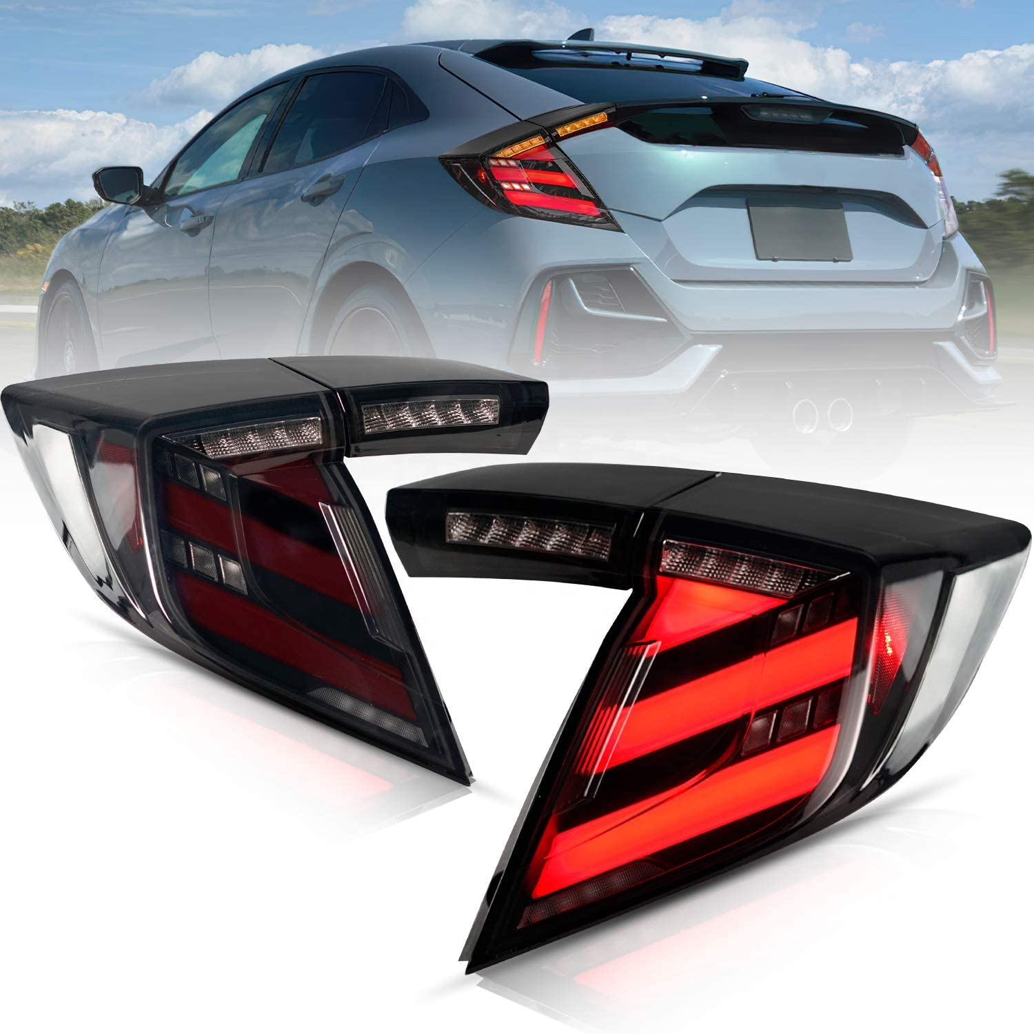 HCmotion Factory wholesales V2 Animation DRL FK7 FK8 Rear Back Lamp LED 2016-2020 Hatchback Tail Lights For Honda Civic