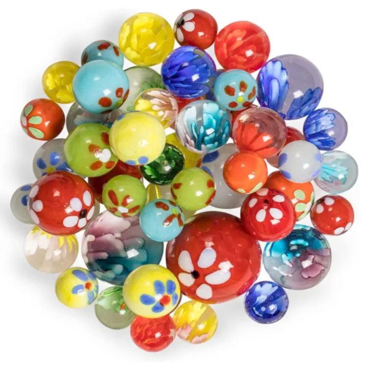 Pebbles Handmade Floral Glass Marble Toys Home Decor Collector's Series Assorted Marbles Glass Ball Colored Toy Glass Marbles