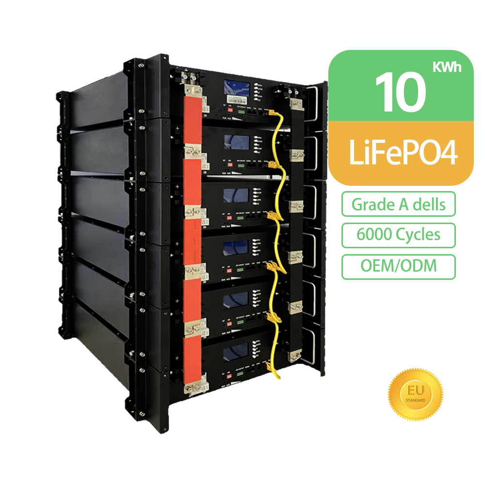 51.2V 100Ah Rack-Mounted Lithium Battery 10 Parallel Stackable Units BMS Protection CAN Communication Port 10kWh Hybrid IP65