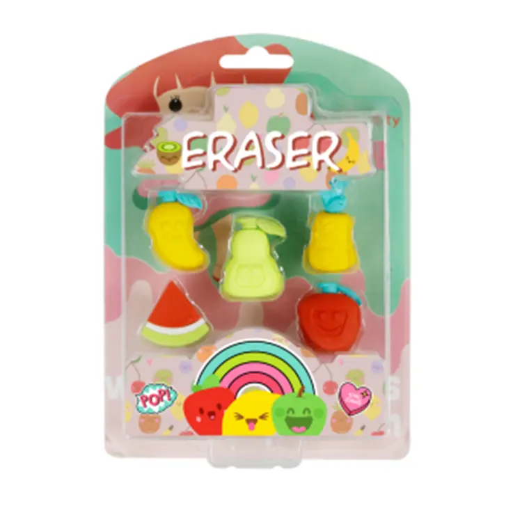 Wholesale customized good quality 3d features apple mango watermelon erasers