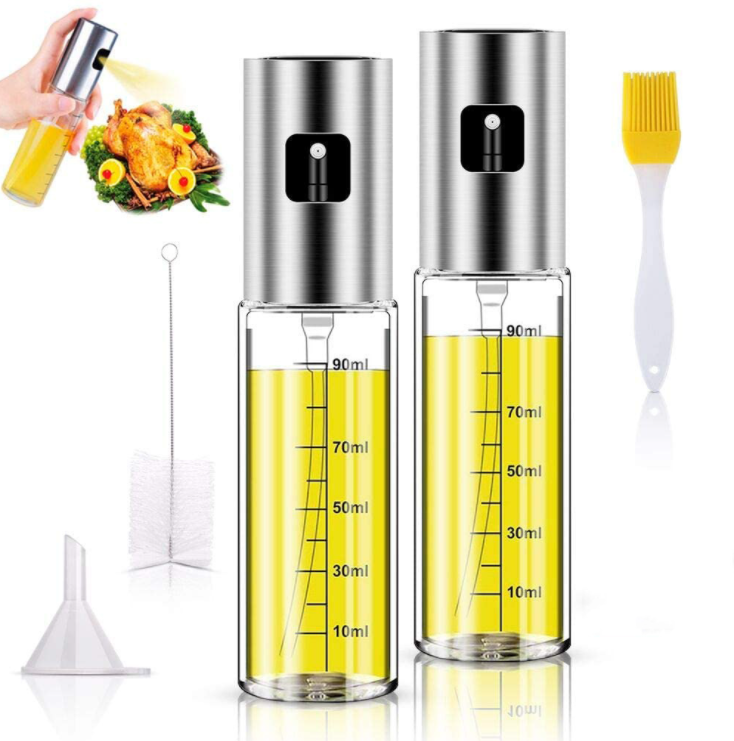 Kitchen Baking Oil Spray Empty Bottle Seasoning Brush Funnel Silicone Oil Sweep Bottle Set BBQ Cooking Glass Oil Sprayer