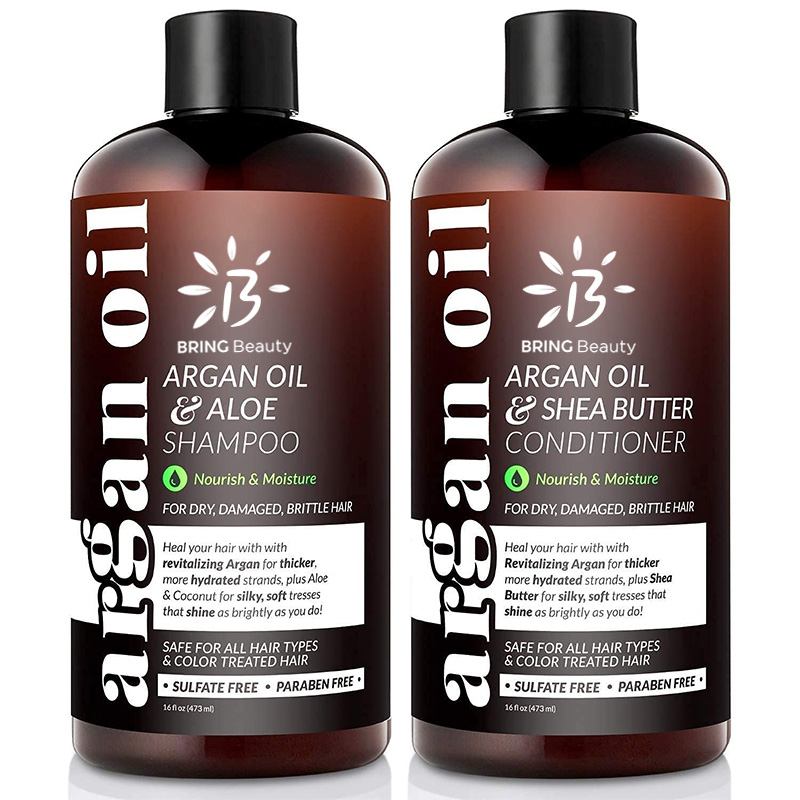 Private Label 100 % Pure natural Organic anti-dangdruff moisturizing hair growth Treatment Argan Oil Shampoo And Conditioner Set