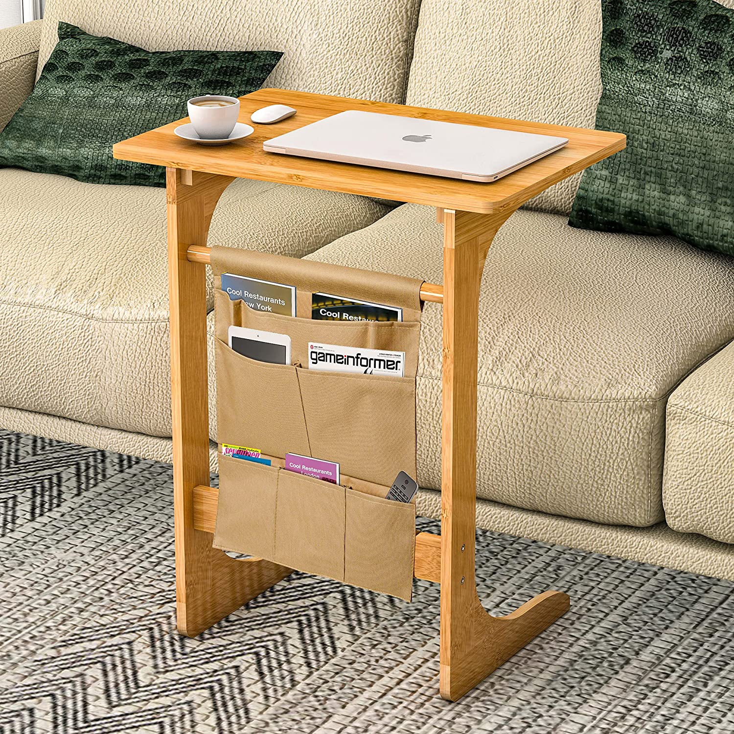 Amazon sells Bamboo table in living room Portable table Computer desk Wooden coffee table