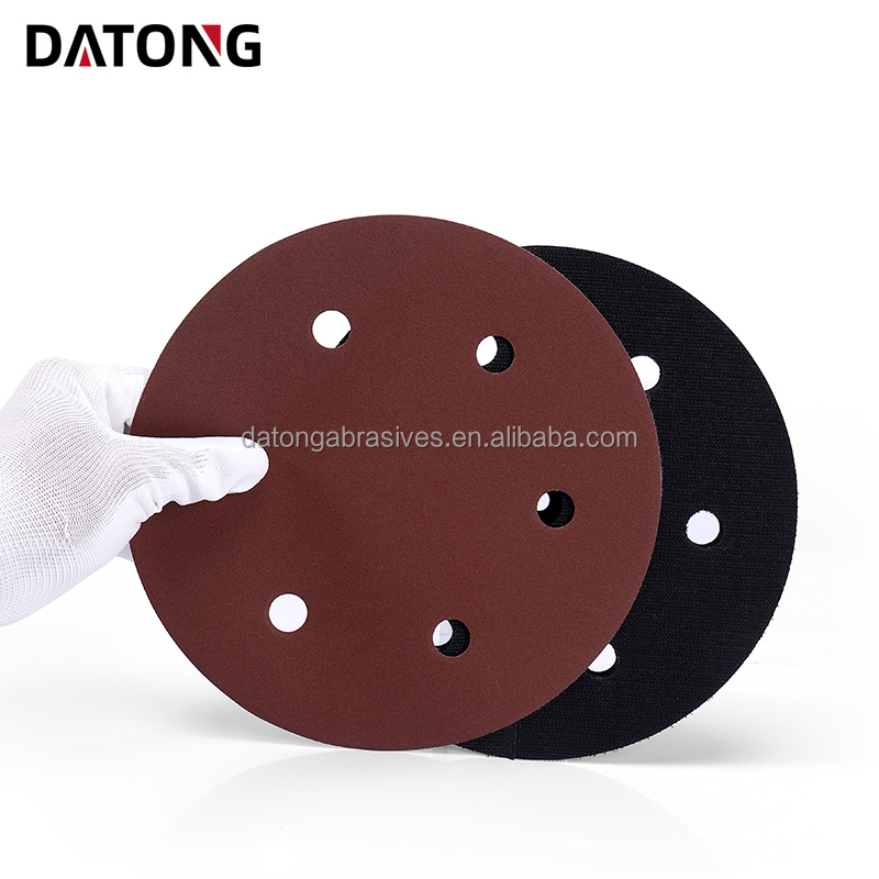 Datong factory High quality abrasives sand paper 9 inch 6 holes 225mm Grit 100 Round red Sanding Disc For Metal and Wood