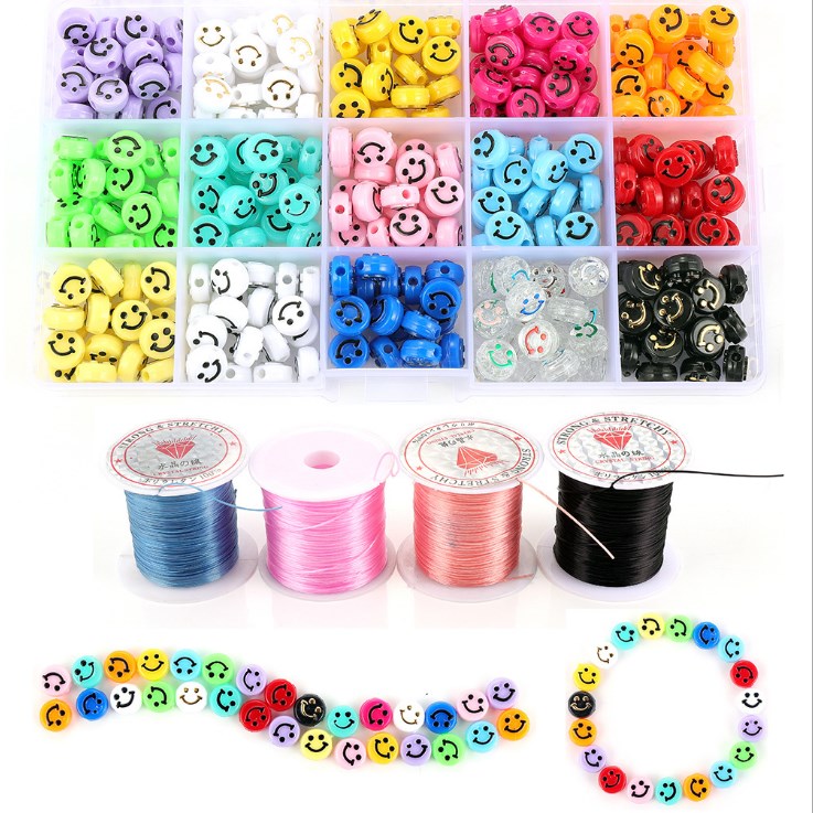 15Colors Smiley Face Beads DIY Acrylic Beads Happy Face Spacer Beads for Jewelry Making Bracelet Earring Necklace Craft