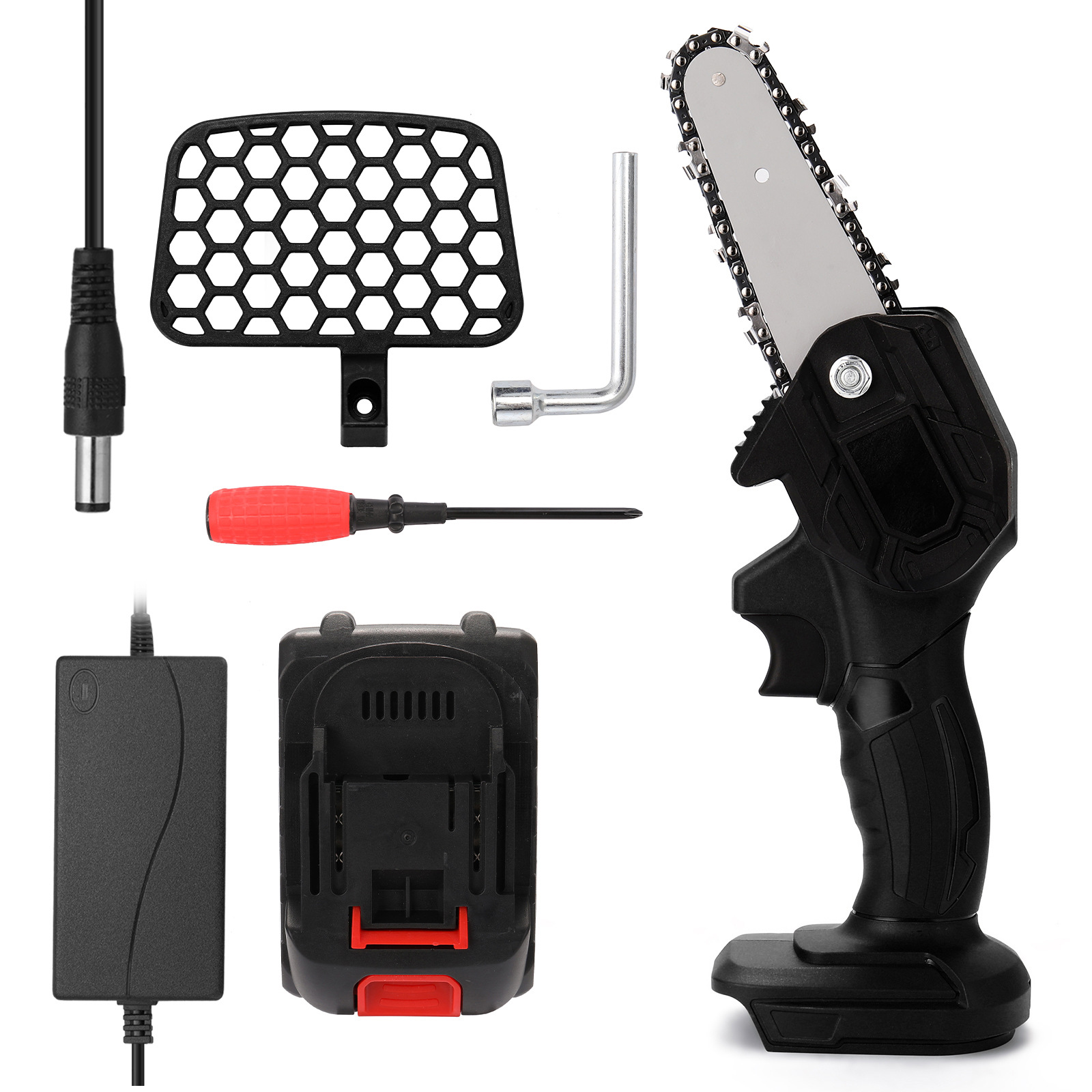 Rechargeable Household Powelful 550w Electric Saw Portable Mini Saw Wood Cutting Machine Chain Saw Cordless with Plastic Box